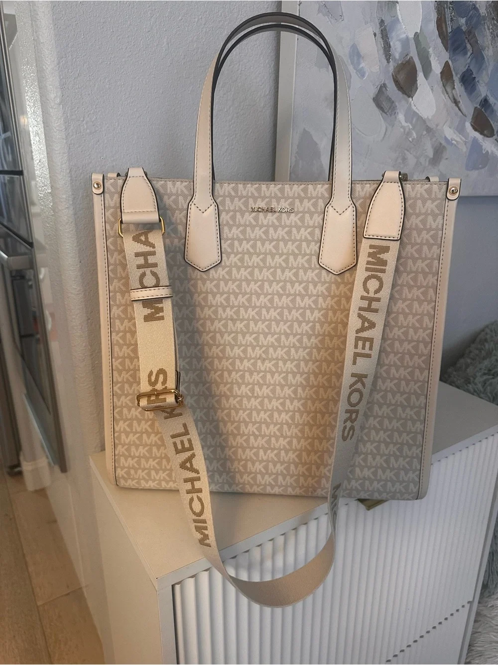 Michael Kors Beige Logo Tote with Branded Strap